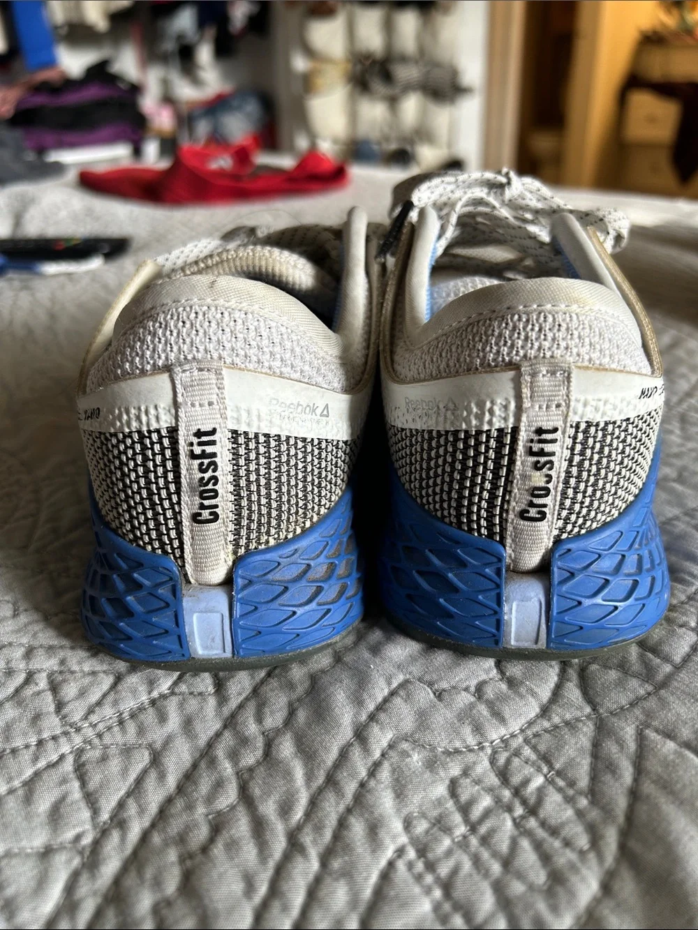 Reebok Knit Running Shoes in Black, White & Light Blue